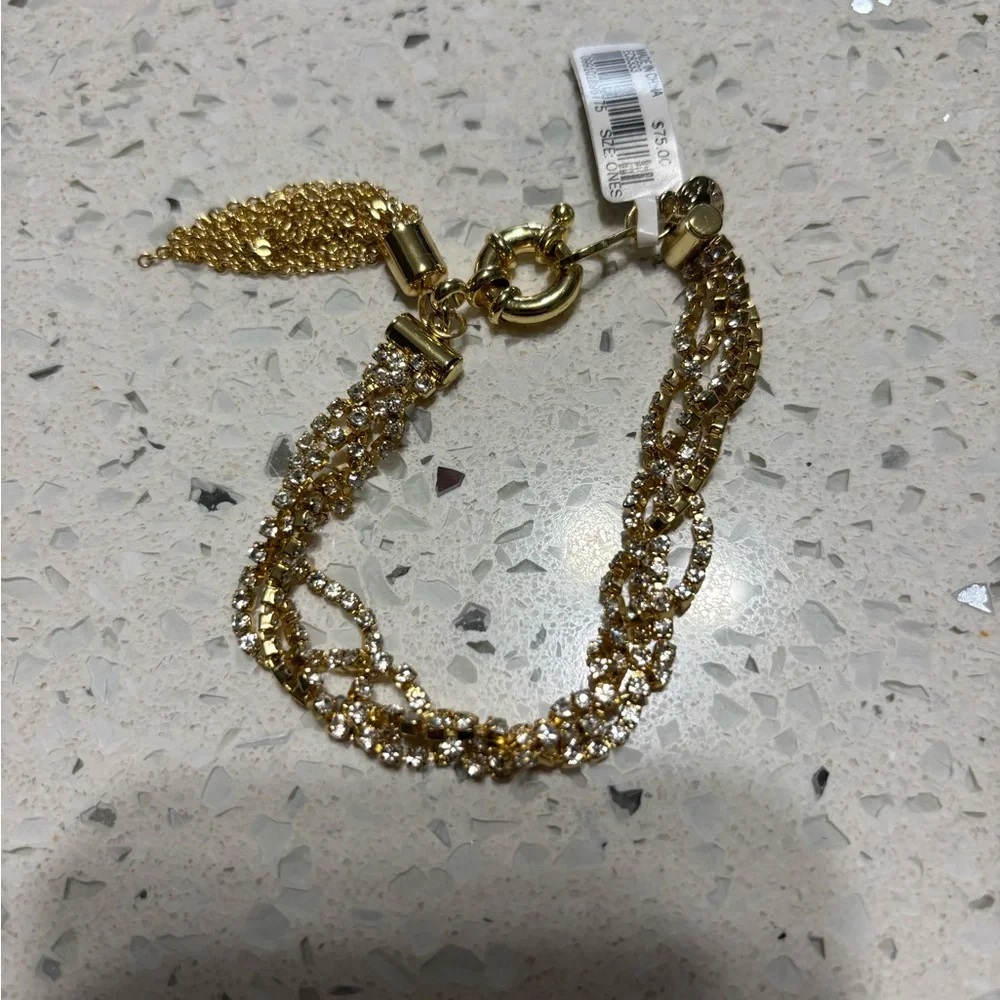 J.Crew Gold Multi-Strand Chain Bracelet with Tassel New - Picture 2 of 6